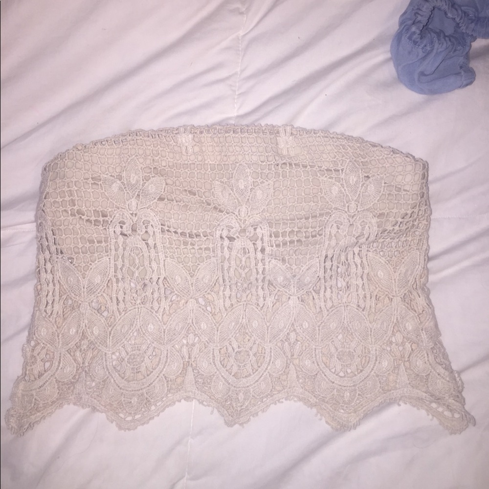 express • nude strapless crop